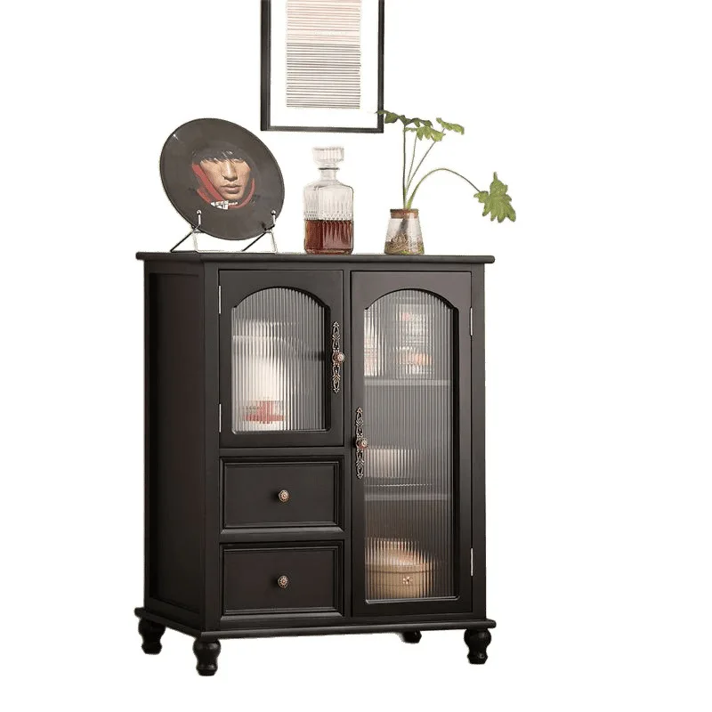 */*Tea Cabinet Solid Wood Dining Side Cabinet Cupboard Kitchen Cabinet Locker Against The Wall Wine Storage