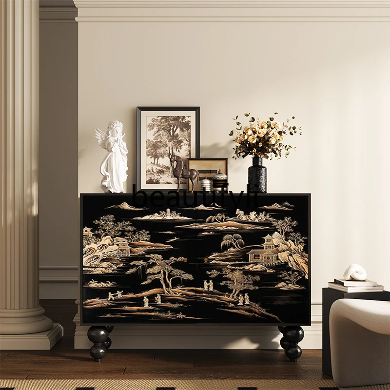 

New Chinese Style Home Living Room Dining Side Balcony Storage Cabinet Restaurant Tea Cabinet