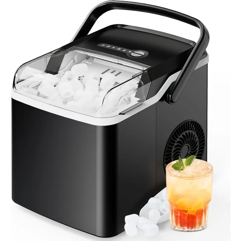 

Countertop Ice Maker, 9 Cubes Ready in 6 Mins, 26lbs in 24Hrs, Portable Ice Machine with Self-Cleaning, 2 Sizes of Bullet Ice