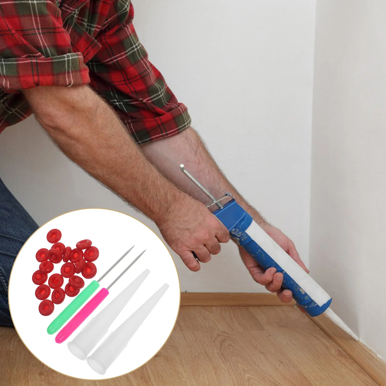 

1Set Caulk Cap Caulk Saver Caps Reusable Latex Caulking Tube Covers Sealant Tube Sealer Caps Piercing Needles Kit for Leakproof