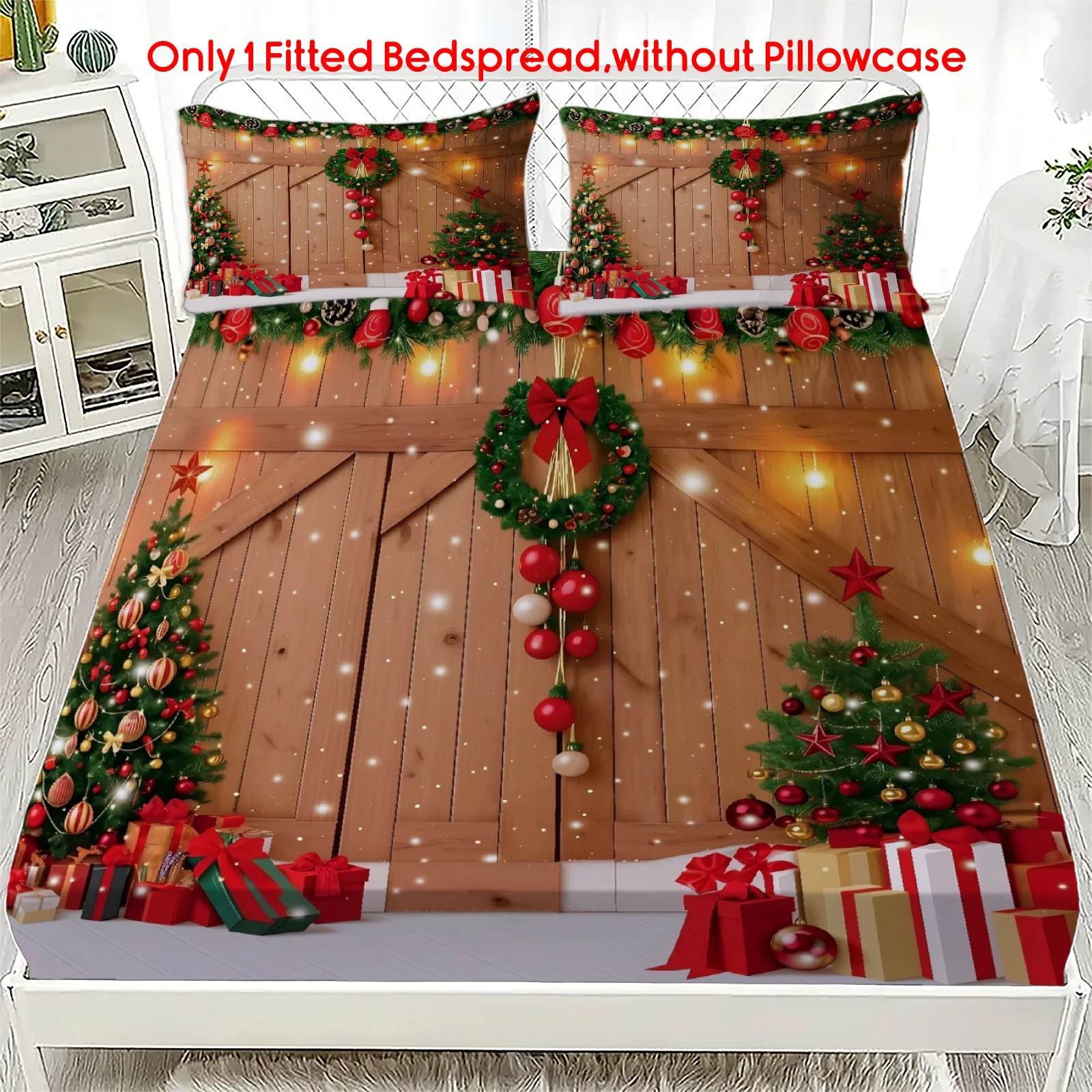 Fitted Bed Sheets Deep Pocket - 1 szt. świąteczna prześcieradło z gumką,