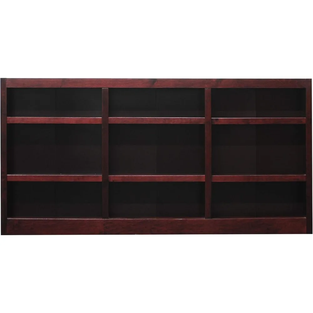 

36" Traditional Triple Wide Wood Bookcase with 6 Adjustable Shelves & 3 Fixed Shelves, Assembly Required, for Laundry/Bedroom