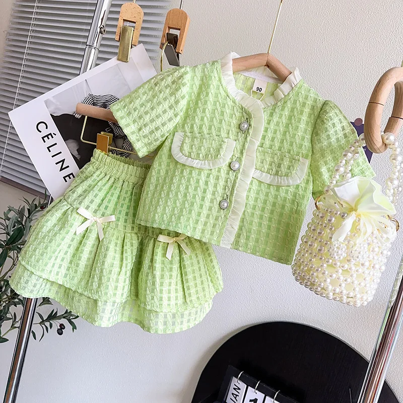 

Girls' Summer Outfit Baby Girl Top+Two-Piece Skirt Set for Toddlers and Young Children Wholesale