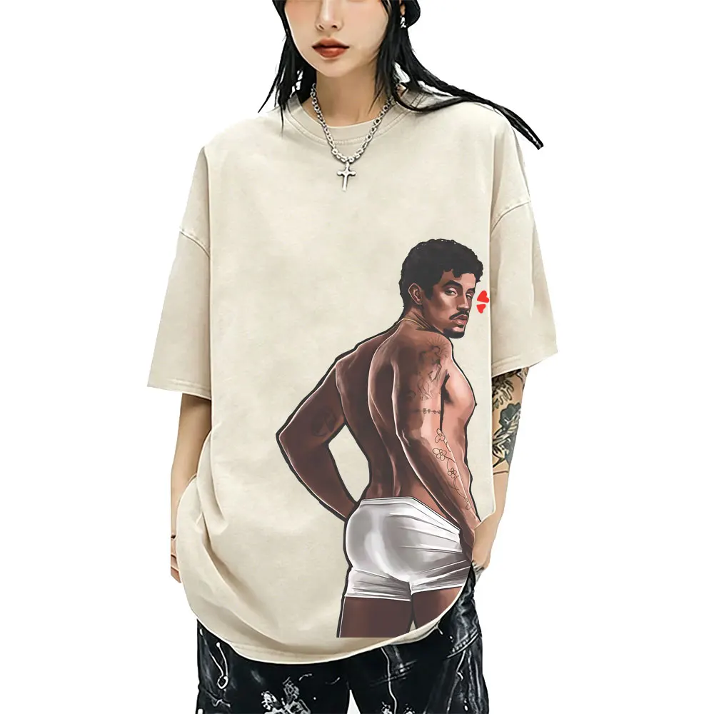 

Washed Vintage Rapper Bad Bunny Funny Graphic T-shirt Debi Tirar Mas Fotos DTMF Merch T Shirt Men Women Fashion Hip Hop Tshirt