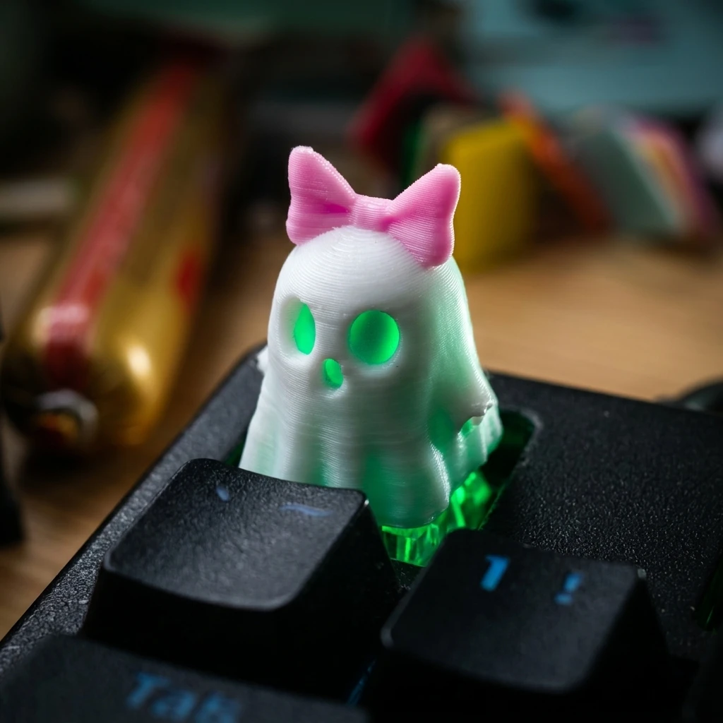 Pink Bow Ghost Custom Keycaps Cross Axis PC Gaming Keyboard Peripherals Collection Gift