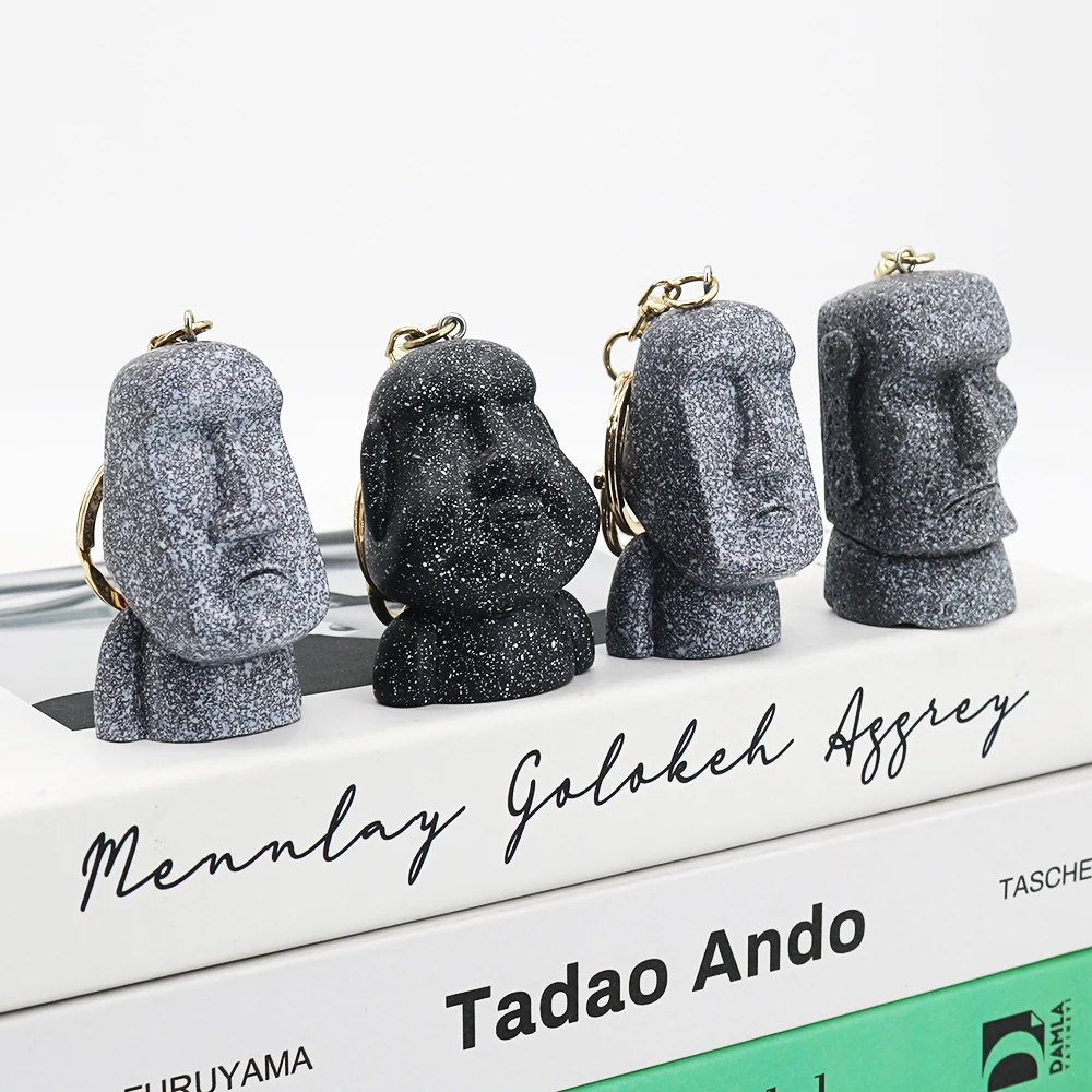 Moai statue key chain Easter Island stone statue MOAI pendant charm Halloween ornament gift key ring Chile travel souvenirs