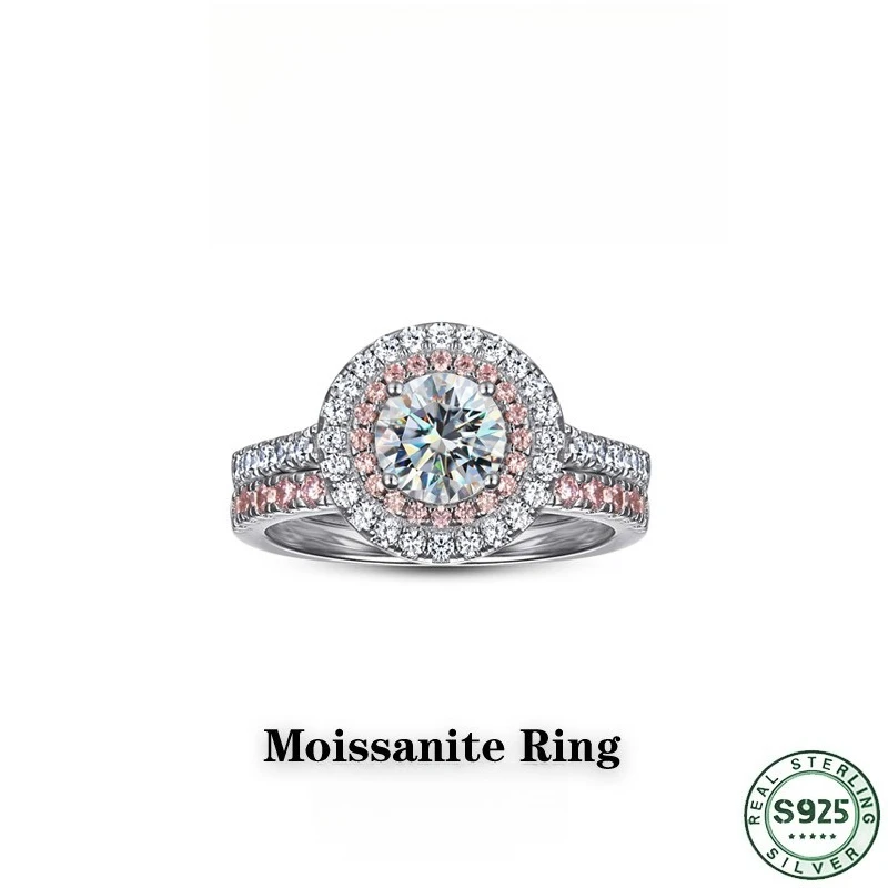 Hot selling 100% S925 silver moissanite ring, niche high-end 2-piece set, stacked ring for women, moissanite ring jewelry
