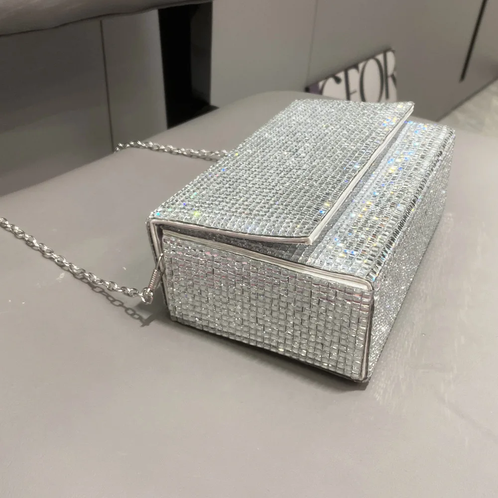 Bolso de mano transparente con diamantes para mujer, bolsa de acrílico portátil para cena, bolso de hombro para novia, bolso de mano de lujo para boda