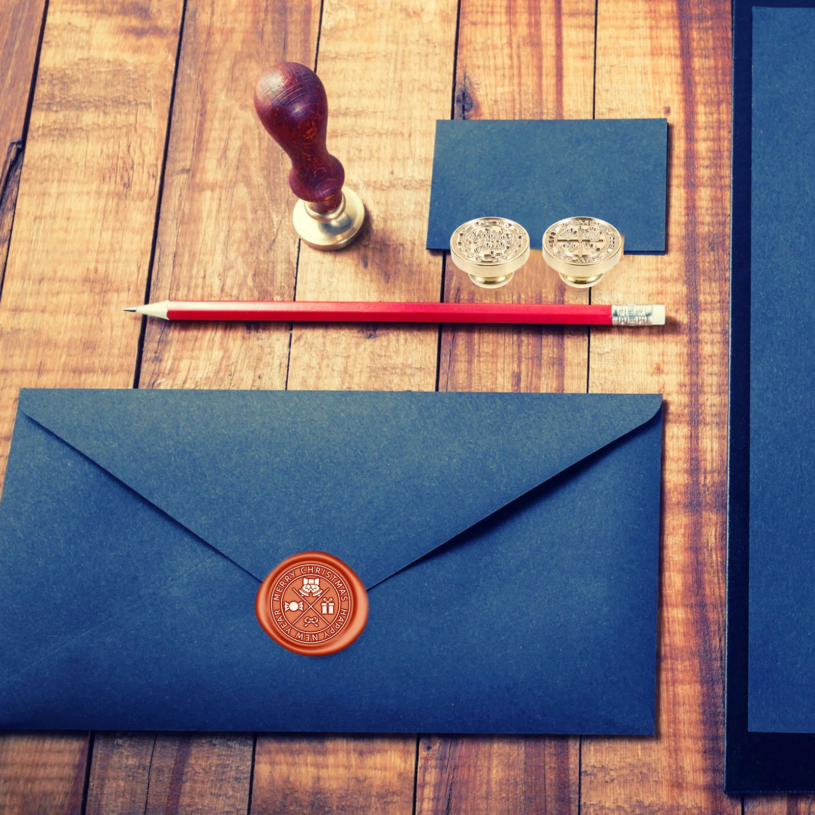 

2Pcs Fire Wax Seal Stamp Heads Christmas Alloy Durable Makeup Envelope Wax Seal Sealers Replacement Xmas Fire Stamp