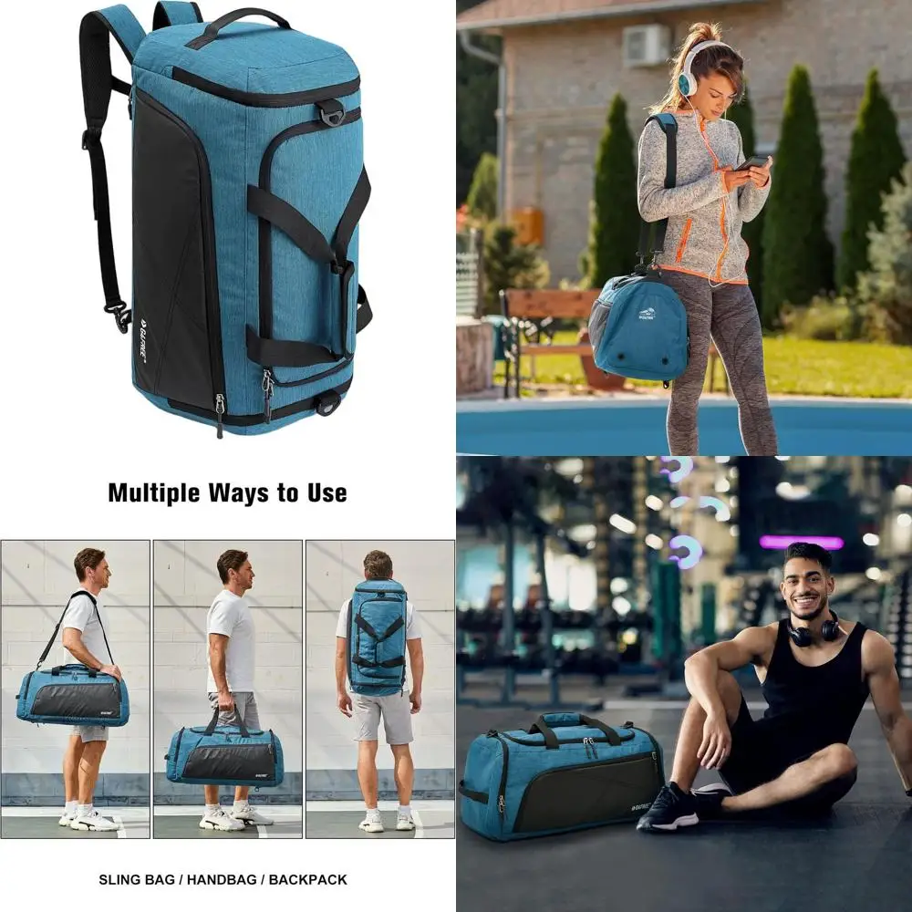 

3-Way Dual Compartment Backpack for Gym, Travel, and Overnight Trips with Wet Pocket and Shoe Compartment