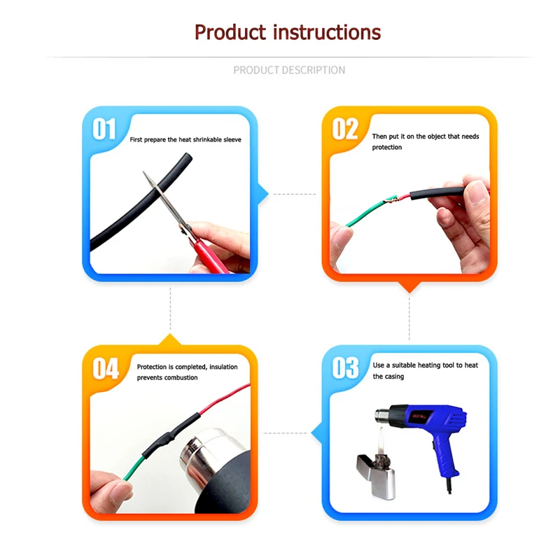 Heat-shrink Tubing Thermoresistant Tube Heat Shrink Wrapping Kit Polyolefin Shrinking Assorted Heat Shrink Tubing Wire Cable