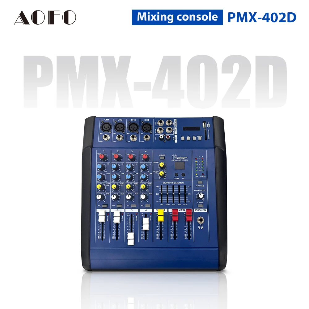 

Professional 4-Channel Mixing Console for DJ Karaoke Studio with Bluetooth USB Built-In Recorder 2-Band EQ