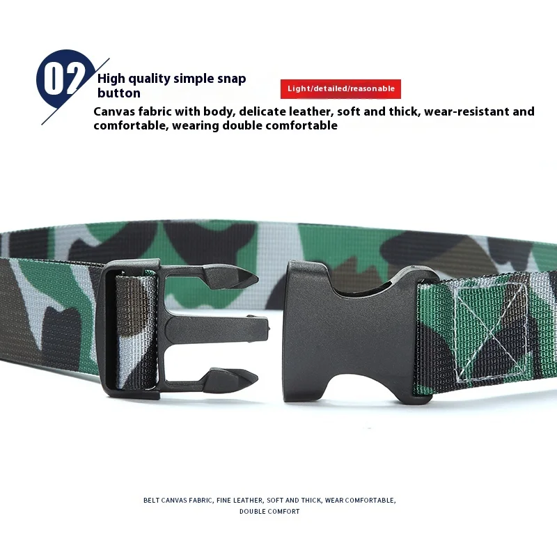 Camouflage military training belt for boys and girls, student belt for boys and girls, pants belt for boys, canvas buckle