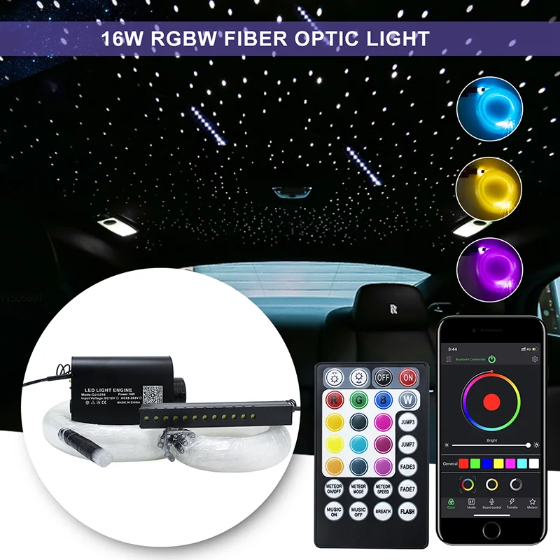 16W Starlight Headliner Kit with Shooting Star for Car Roof Starry Sky Fiber Optic Star Ceiling Kit APP Music Control Car Atmosp
