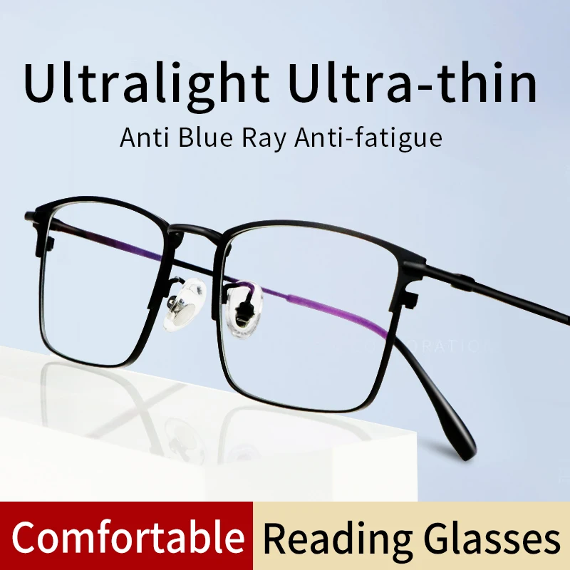 

Ultra-Thin Hard Coated Lens Reading Glasses for Men, Blue Light Blocking Presbyopia Eyeglasses,Anti Scratch Readers