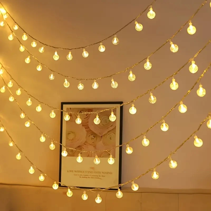 1pc LED Ball Shaped Light String For Outdoor Camping Canopy Tent Garden Decorative Lights Accessories Christmas Decorations