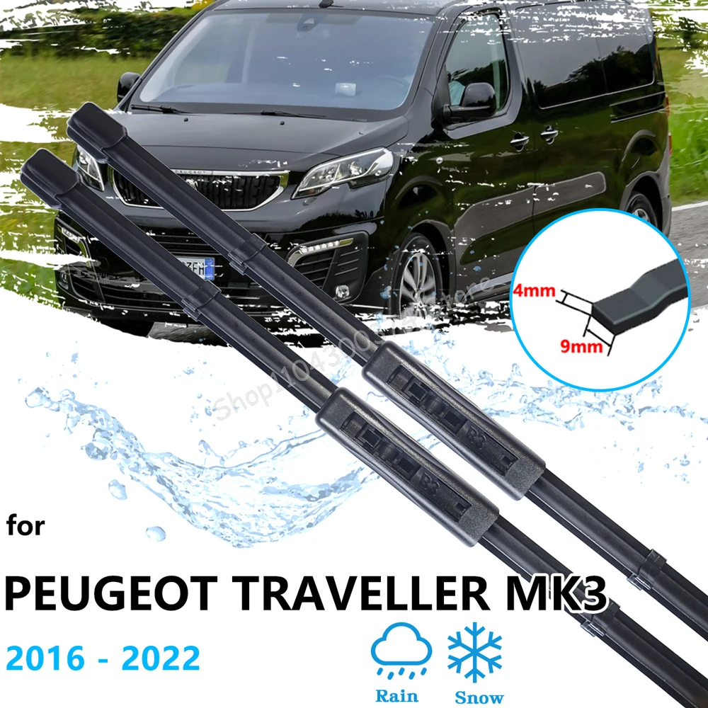 

For Peugeot Traveller Citroen Jumpy MK3 2016~2022 Rubber Strip Refill Wiper Blades Cutter Brushes Window Windshield Windscreen