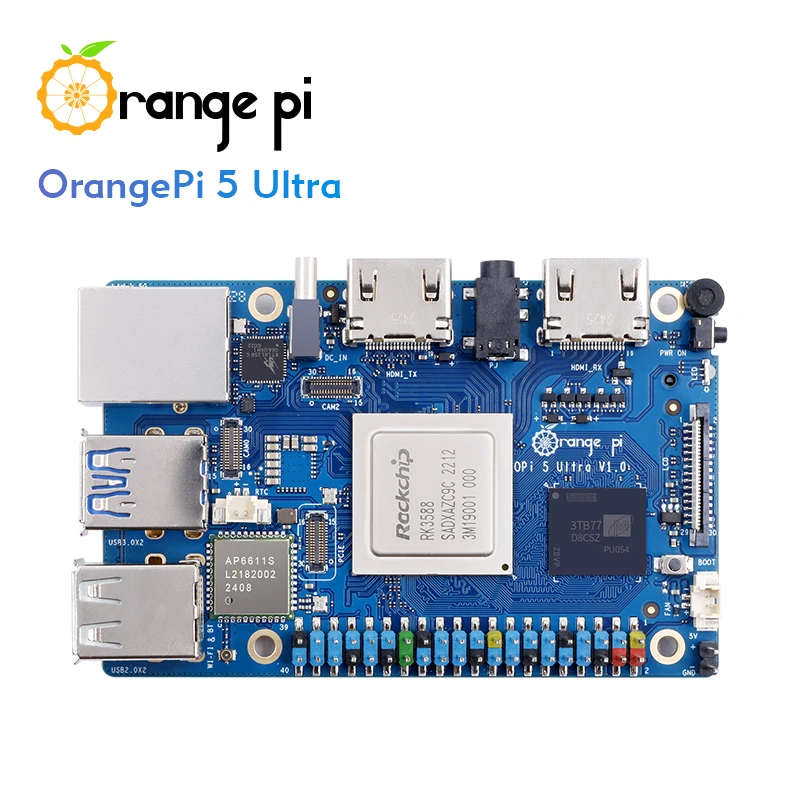 Orange Pi 5 Ultra 16GB RAM LPDDR5 SBC Rockchip RK3588, 6 TOPS NPU,PCIE 2.5G LAN,Wi-Fi 6E+BT 5.3 BLE,8K,M.2 M-Key Slot Board