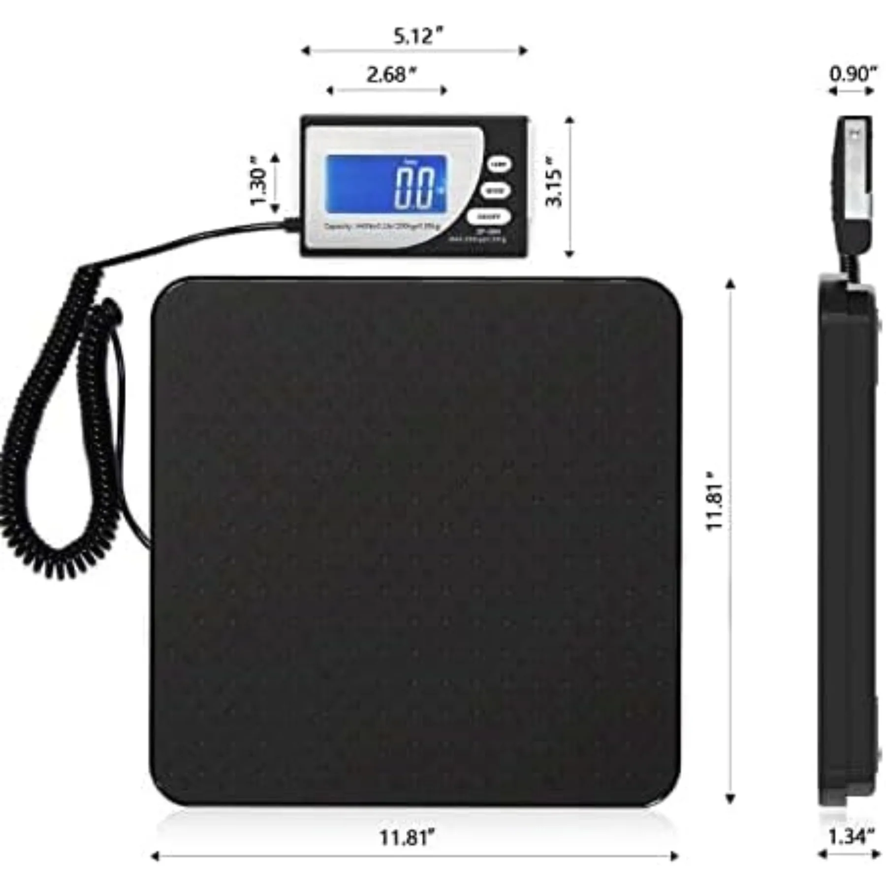 Цифровые почтовые весы, сверхмощная платформа для взвешивания для упаковок, доставка, грузоподъемность 660 фунтов, читамость 1 унция, портативный, черный