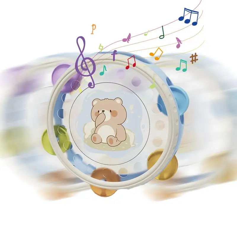 Tamburelli Strumento musicale Tamburello Strumento giocattolo per bambini Giocattoli per l'apprendimento precoce per bambini di età superiore a 3 anni con impugnatura