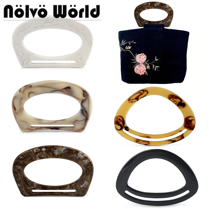 2/4/10PCS woven bag evening bag D-shaped tortoise shell gradient thickened handle bag decoration pendant DIY wallet making