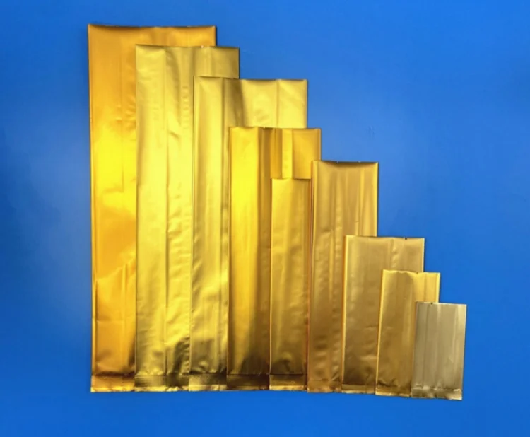 100PCS Side Gussets Open Top Gold Aluminum Foil Bag DIY Logo Spice Coffee Powder Tea Matcha Cocoa Heat Sealing Storage Pouches