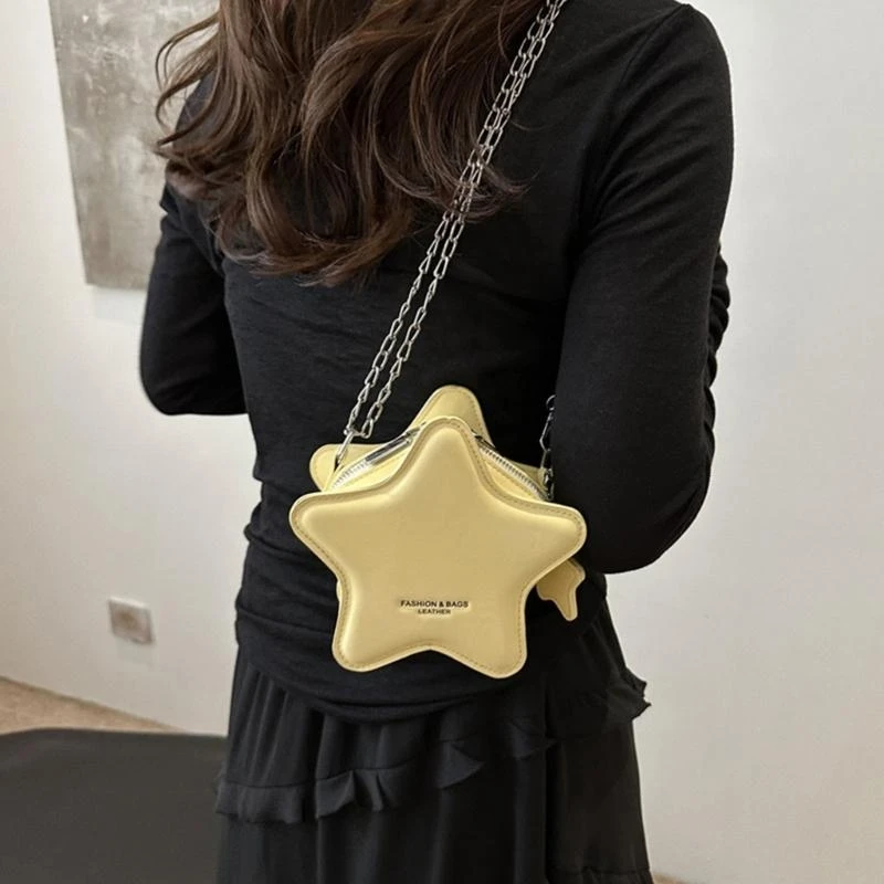 

G5AE Стильная звезда Share Bag Sag для женщин Практическая кожаная кожаная кожа с металлической цепочкой для различного
