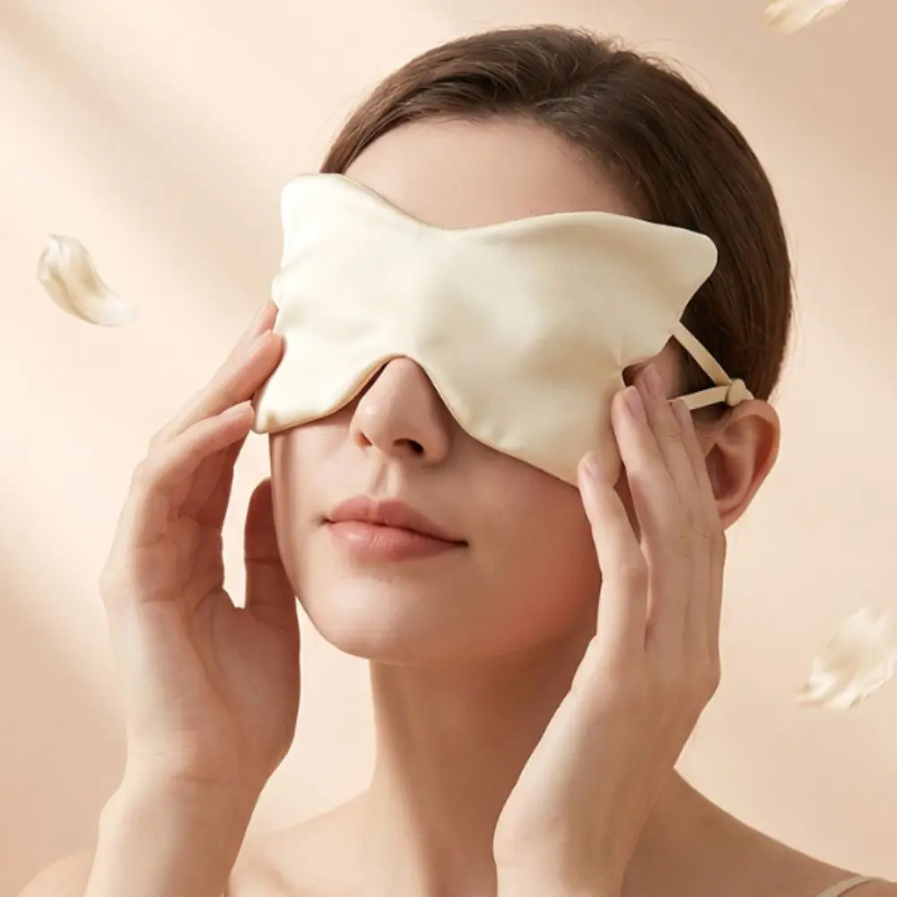 Butterfly Print Sleep Eye Mask Double Sided Smooth Light Blocking Eye Cover Portable Skin Friendly Faux Silk Eye Mask
