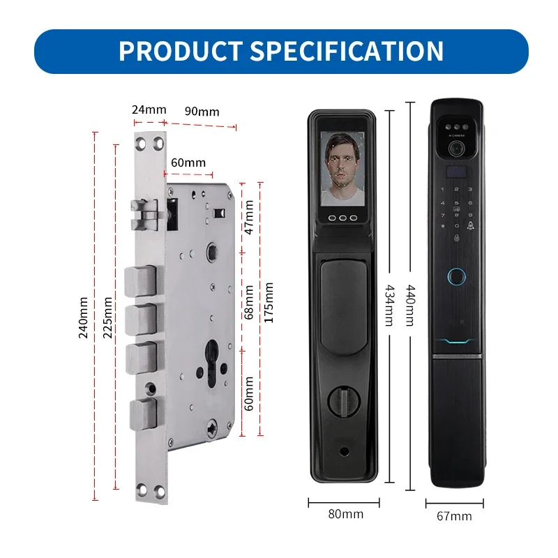 Obalance-Serrure intelligente extérieure avec caméra, empreintes digitales électroniques, porte en métal, porte d'entrée, unique