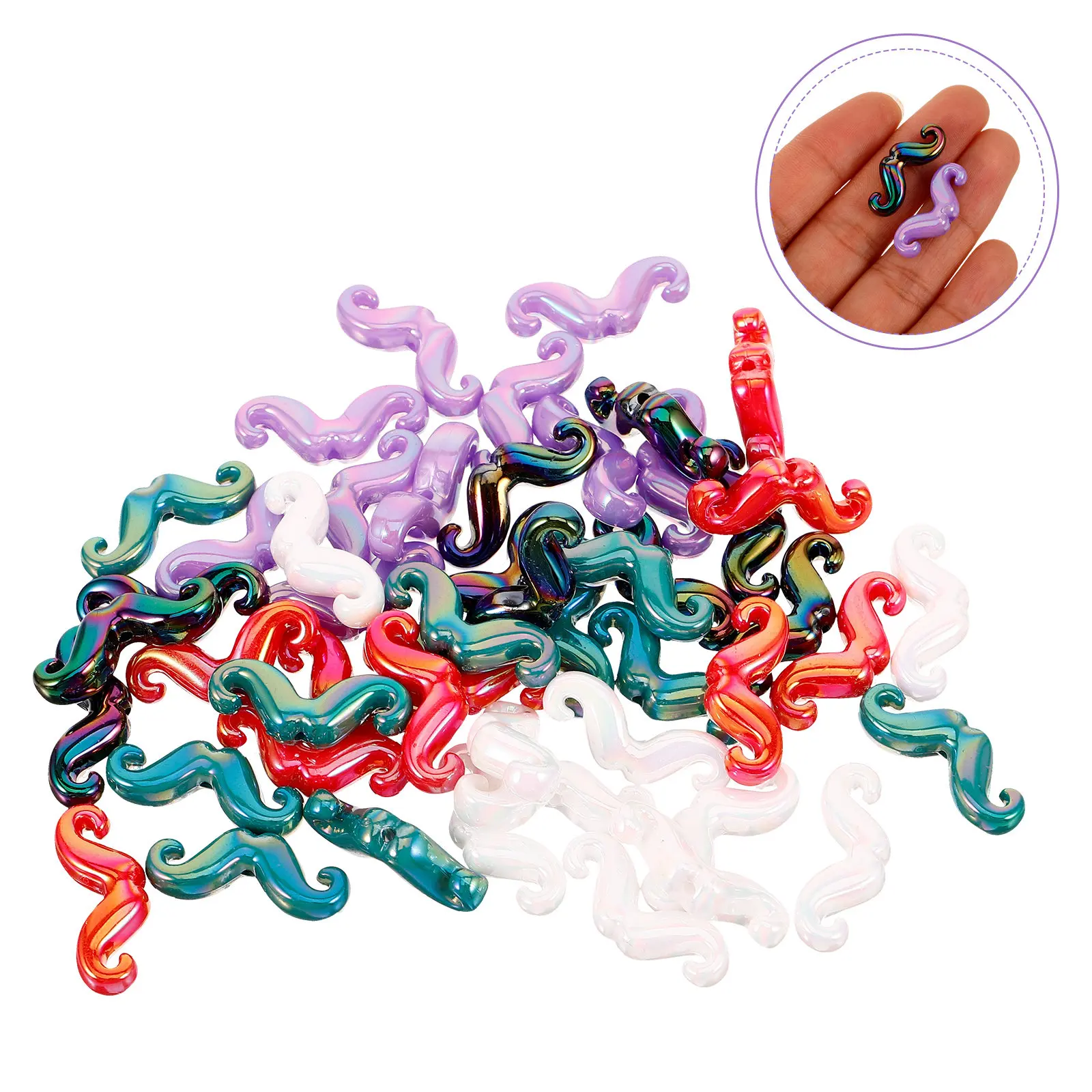 

50 шт. креативных акриловых бусин для рукоделия, бусины-шармы в форме усов для изготовления браслетов и ожерелий