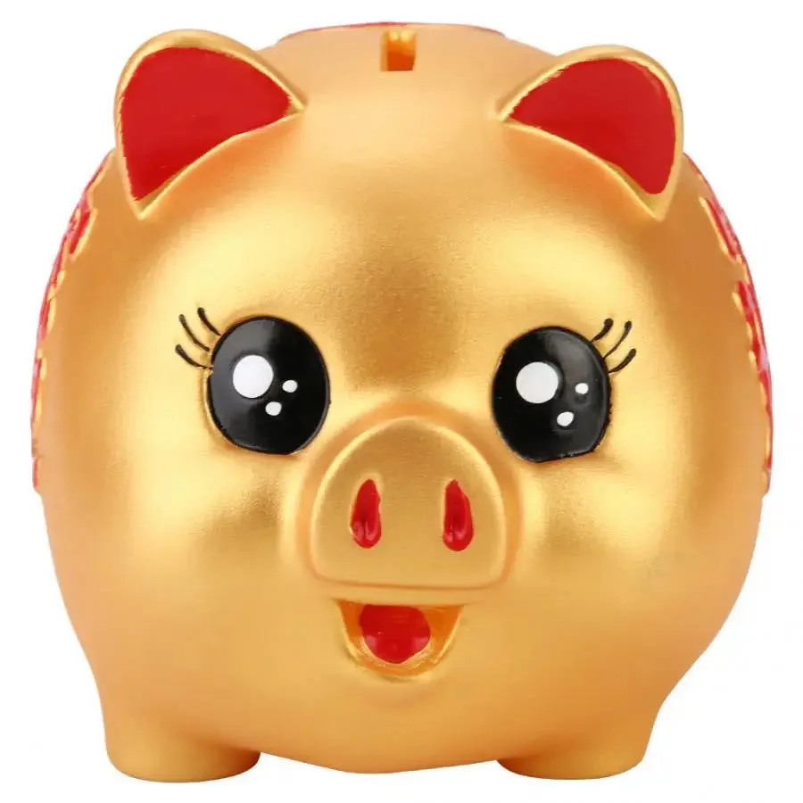 Golden Piggy Bank Plastic Money Saving Box, Decoração de casa bonito, Money Saving Case, Piggy Bank, 1Pc