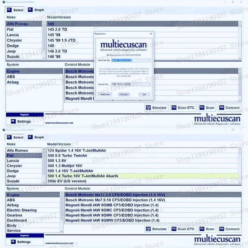 2025 Multiecuscan V4.9 for Fiat Chrysler Dodge  Jeep & Suzuki  Scanner Software 4.9 Works with ELM327 / OBD II Diagnostic Tool