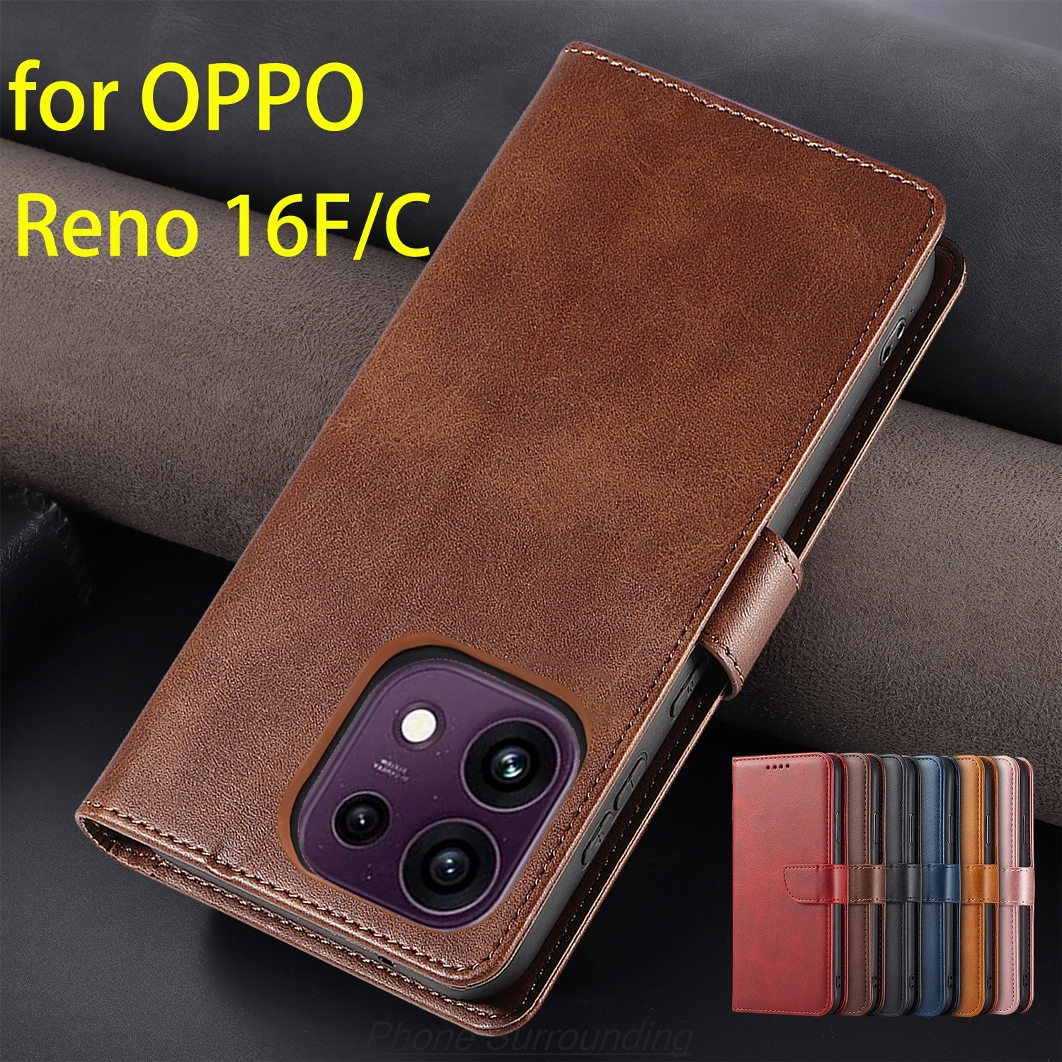 Wallet Flip Cover Leather Case for OPPO Reno 16F 16C / Reno16 Fs 6.57" Pu Leather Bags protective Holster Capa Fundas Coque