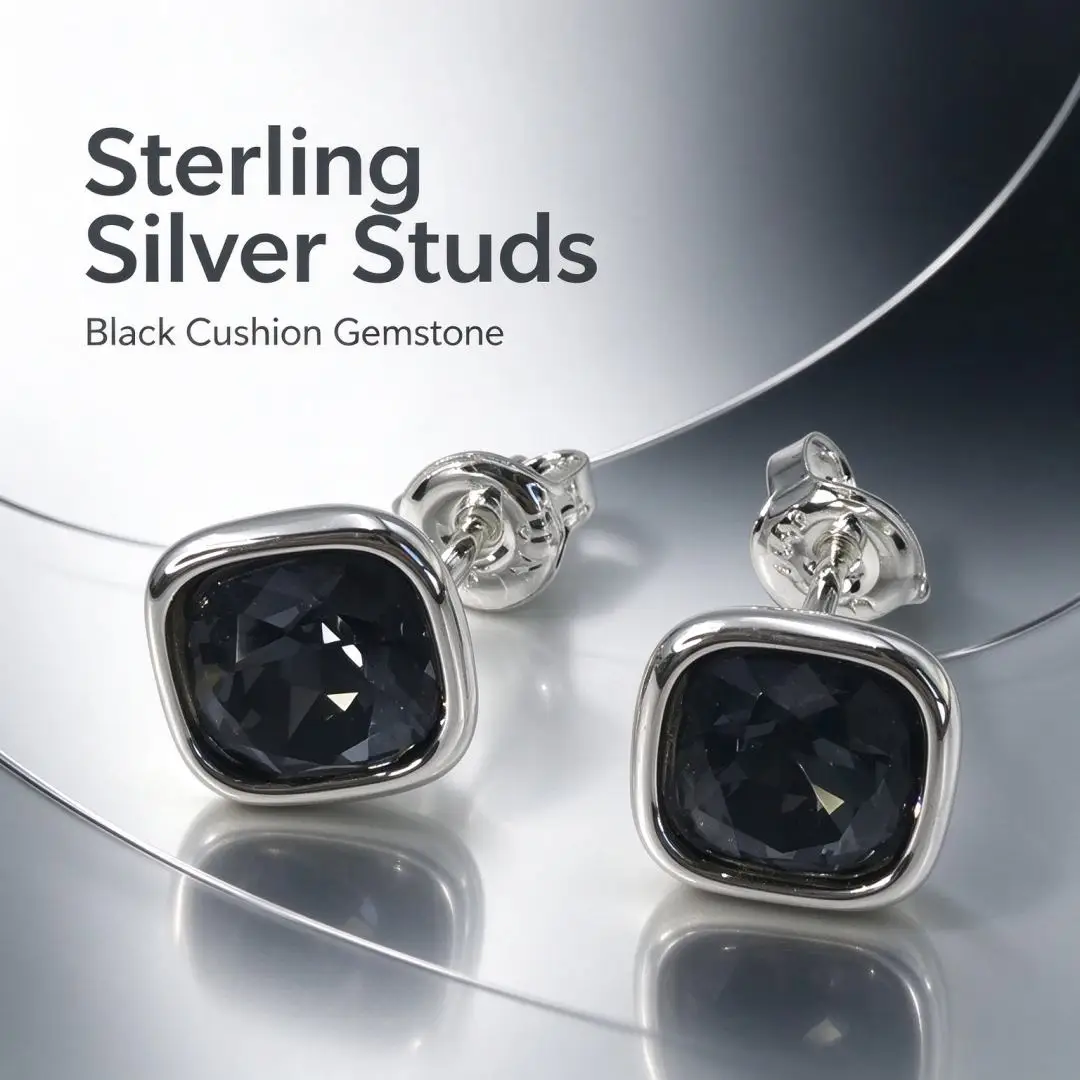 2026 Spain Brilliant Exquisite Silver Square Grey Crystal Earrings Jewelry Accessories Party Gifts