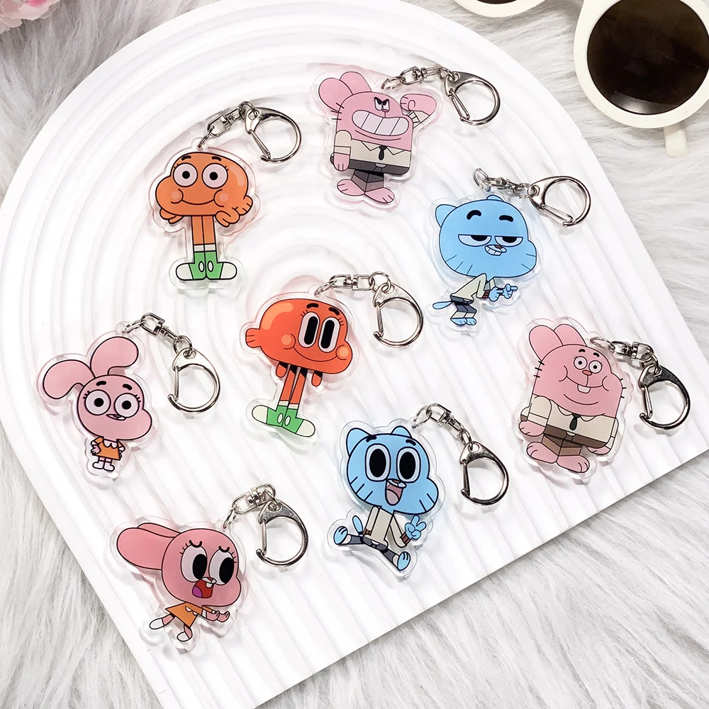1/8PCS Acessórios de Chaveiro de Acrílico do Mundo Incrível de Gumball, Charms Engraçados, Pingente para Mochila, Presentes para Amigos