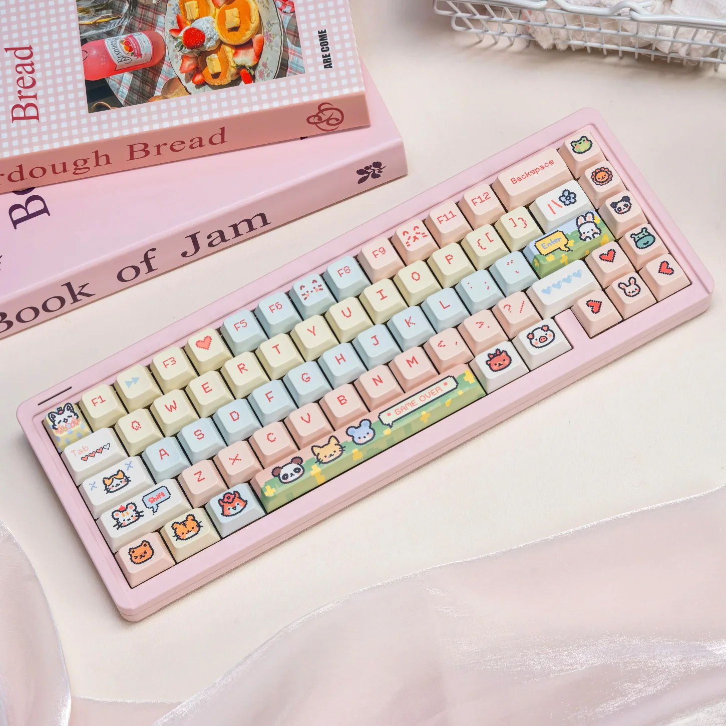 

Cartoon Pet Park Keycap PBT 95 Key Cherry Cute Keyboard Keychain Compatible with MX Switch Mechanical Keyboard