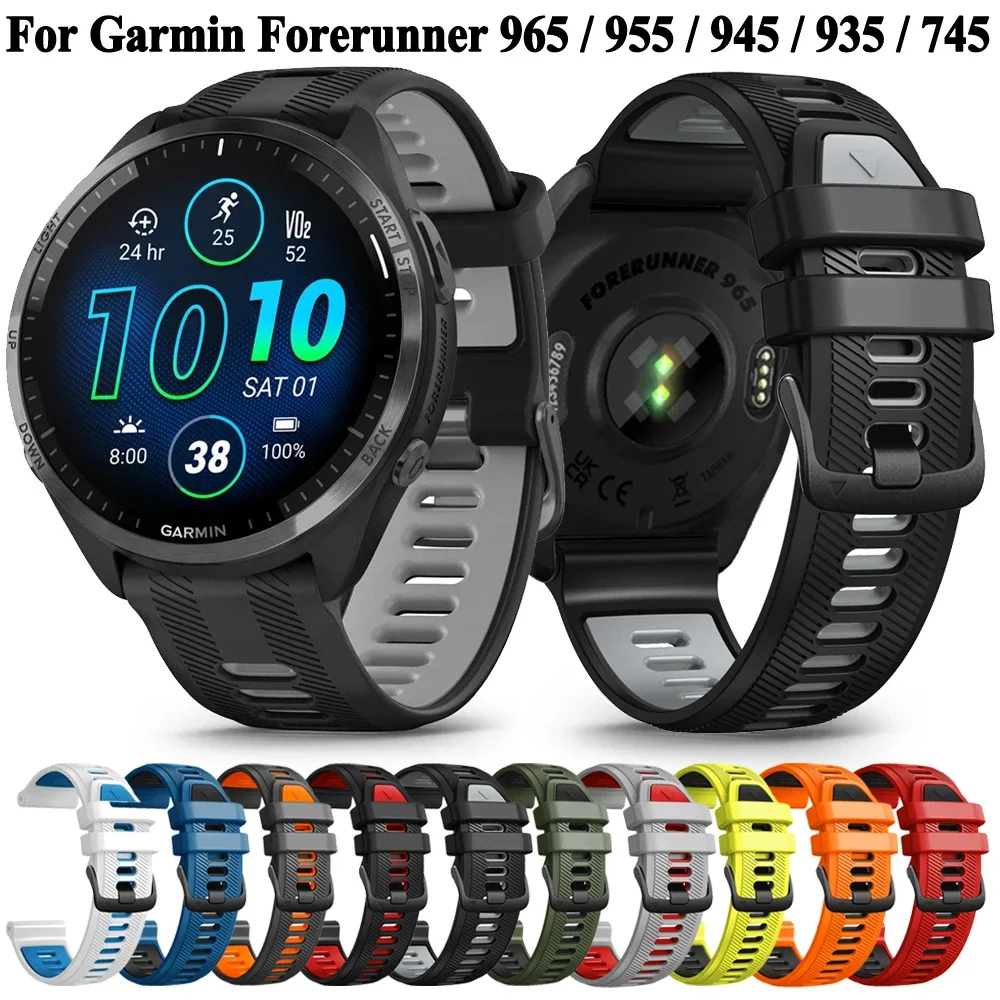 Pulseira de relógio de silicone para garmin forerunner 965 955 solar 945 935 745 acessórios substituição pulseira cinto 22mm