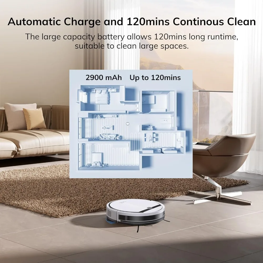 Robot Vacuum and Mop Combo, V3s Pro Upgraded, Compatible with 2.4GHz WiFi/Alexa/Google, 120mins, 3000Pa