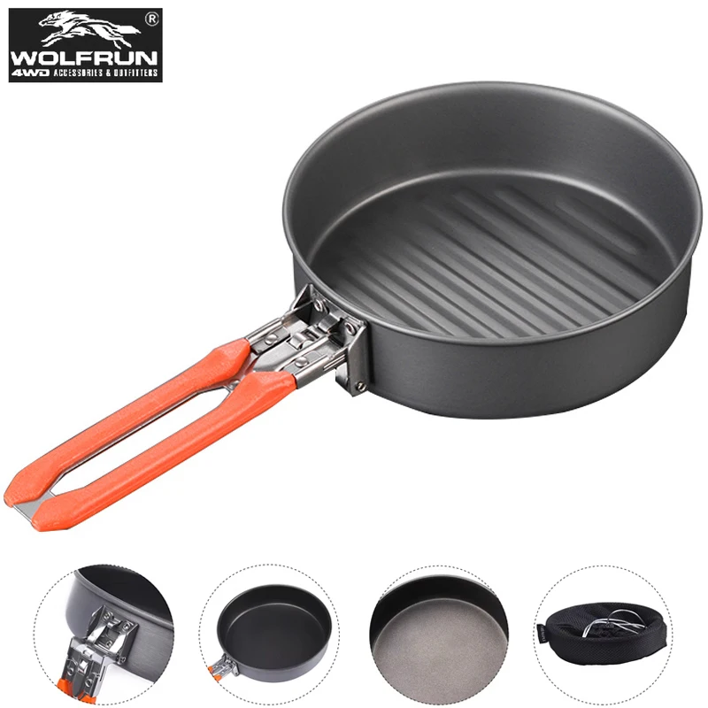 

Lightweight Stick Free Cookware Outdoor Hiking Frying Pan Skillet Camping Non-stick Frying Pan Picnic Carrying Cooking Utensil