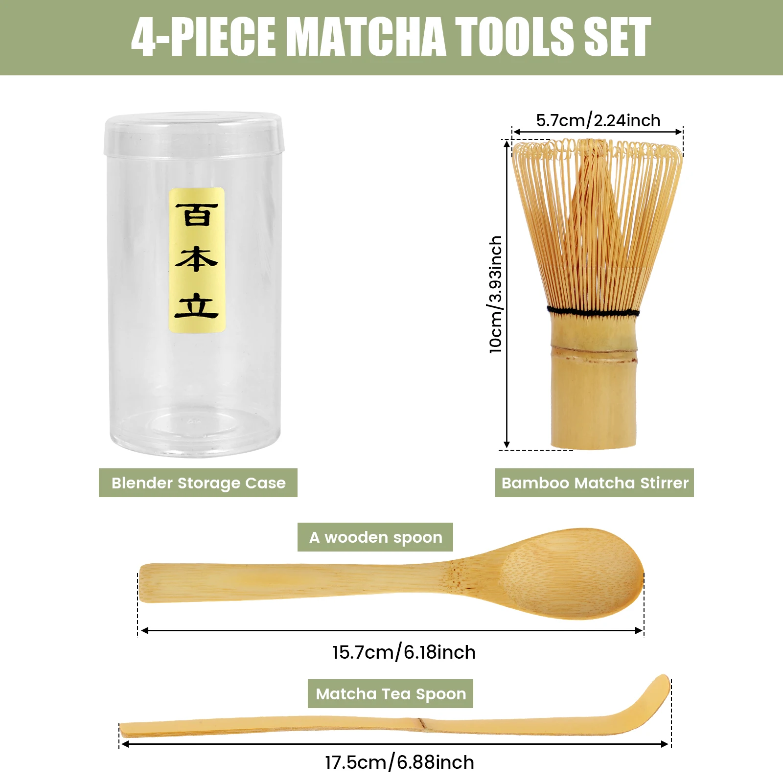 4Pcs Matcha Whisk Set Handmade Matcha Tea Set with Tea Spoon Traditional Scoop Bamboo Whisk and Whisk Holder for Tea DIY