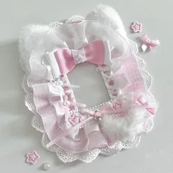 Kpop Idol Photo Holder Poker Storage Decor with Lace and Ribbon Plush Ears Cute Photocard Top Loader