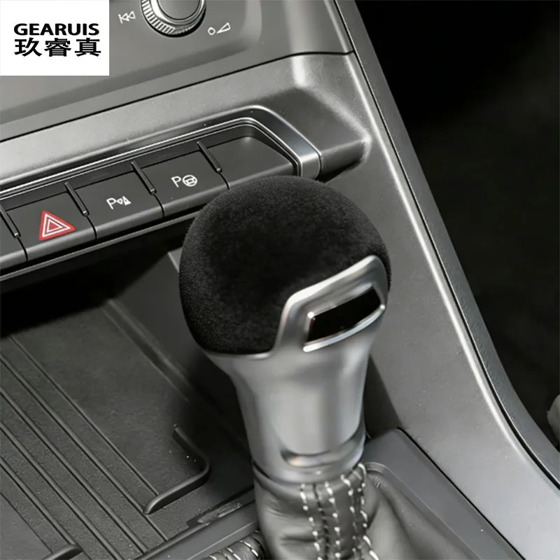 Car Styling For Audi Q3 F3 2019-2026 Suede leather ABS Interior Gear Shift Knob Handle Cover Trim decoration Sticker Accessories