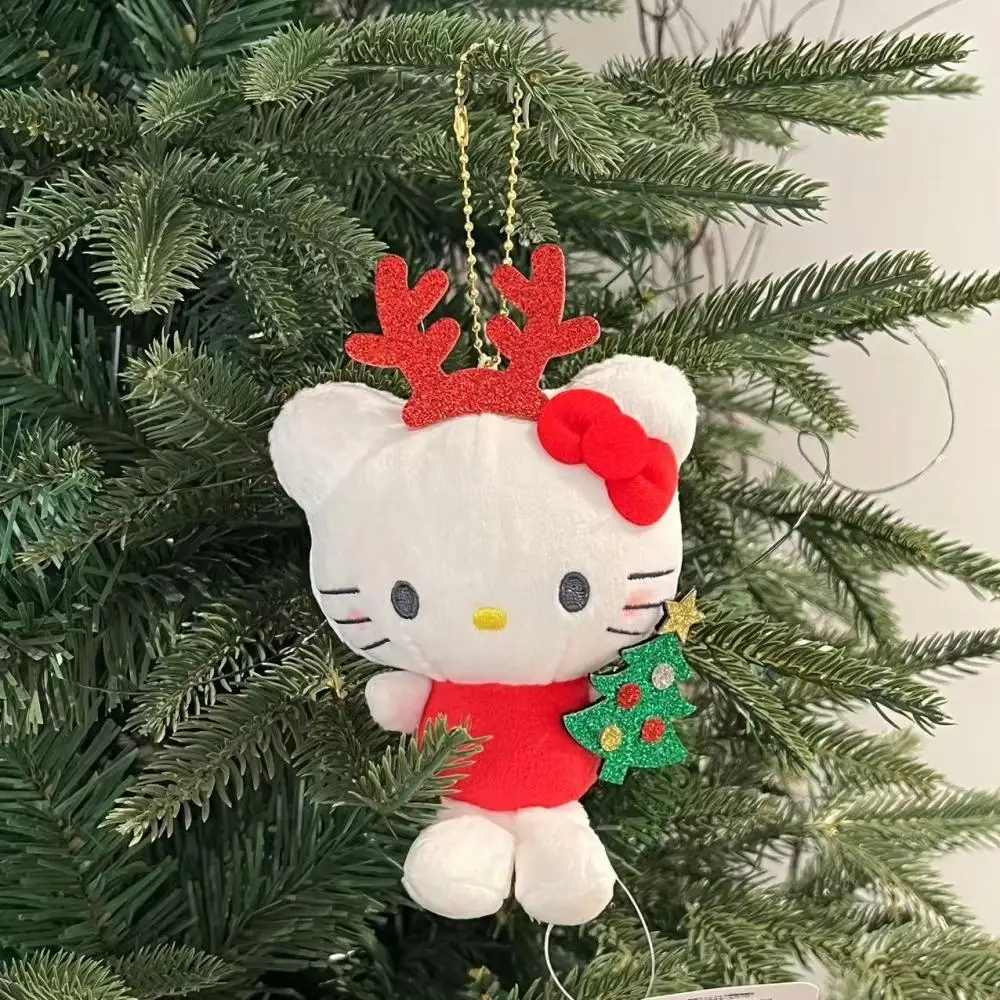 Sanrio Hello kitty Christmas Plush doll Plush Key buckle Christmas tree decoration Cartoon periphery Children Toy Holiday gifs