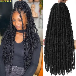 BEWILL 12 14 18 24 Inch Butterfly Locs Crochet Hair Pre-looped Synthetic Distressed Faux Braids Hair Soft Locs Goddess Locs Hair