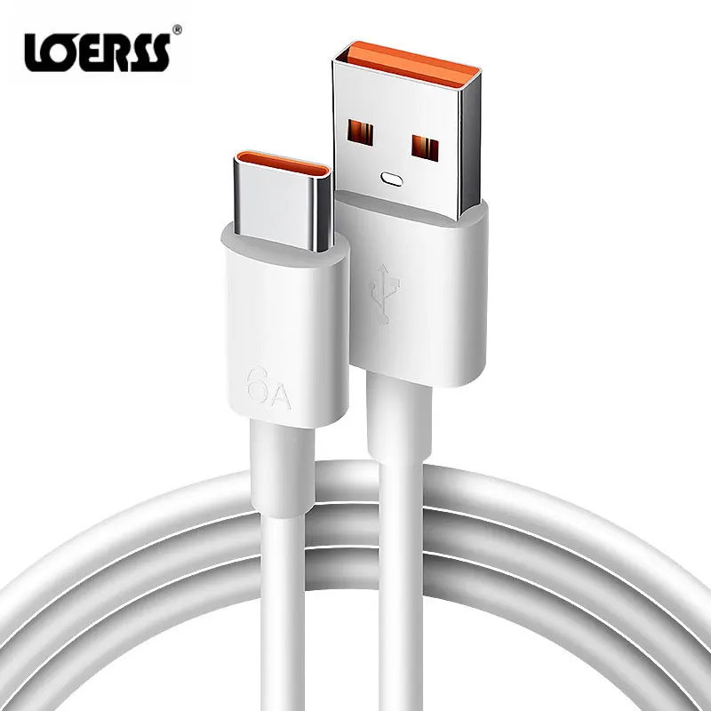 LOERSS-6A 66W Tipo-C Cabo USB De Carregamento Rápido, Fio De Carregamento Super Rápido, Cabo De Dados Do Carregador para Honor, Xiaomi, Redmi, Samsung, Huawei