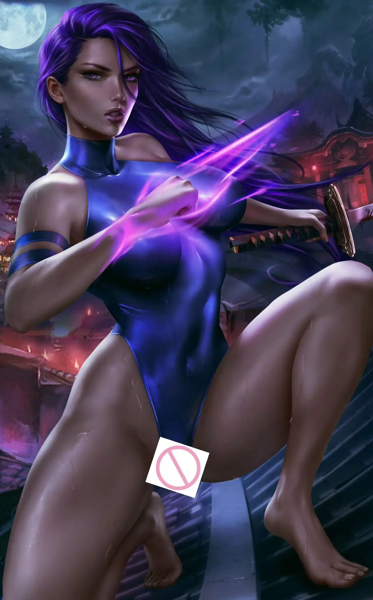 Psylocke X-Men Movie Big Boobs Hentai Anime Sexy Nudes Lady Print Canvas HD Poster Living Room Bedroom Handing Picture NSFW