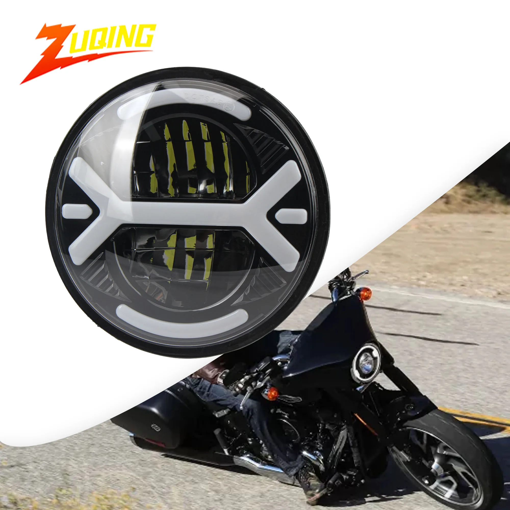 

5.75 inch Motorcycle LED Headlight with DRL Low Beam/High Beam Waterproof Amber Turn Signal Light for Harley parts