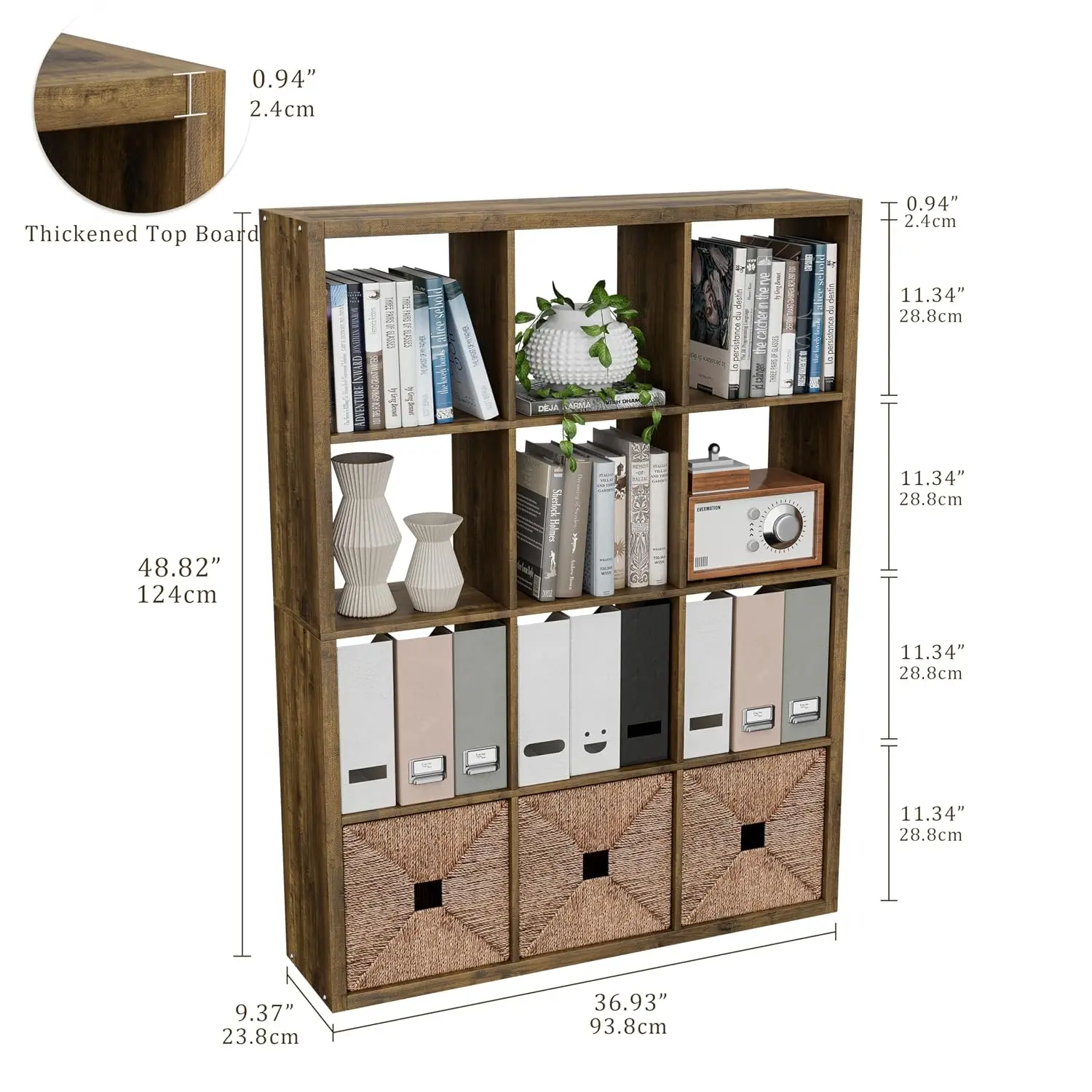 Storage Shelf 11in Open Back Thickened Border Bookshelf Living Room Office 12 Cube, Customized