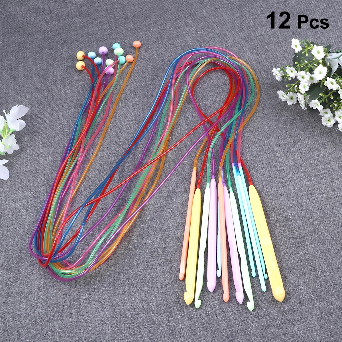 

12pcs Carpet Crochet Hooks Set Durable Plastic Weaving Tools Knitting Needles Crafting Supplies Tunisian Hook Needle Crochet