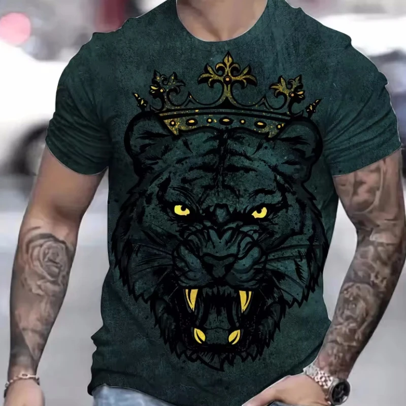 

3d Tiger Print T-Shirts For Men Short Sleeve Tees Summer Quick Dry Pullover Top Fashion Men T-Shirt Loose Oversized Man Clothing